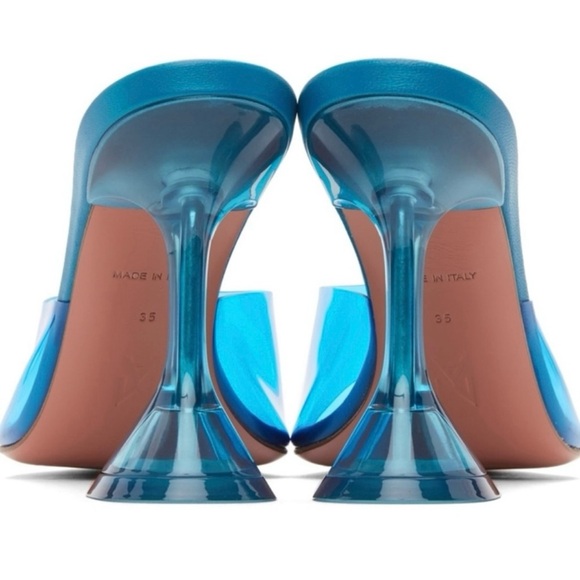 Amina Muaddi Blue Lupita Pvc Metallic Mules. AUTHENTIC! EU 38,5 size. - Picture 14 of 15